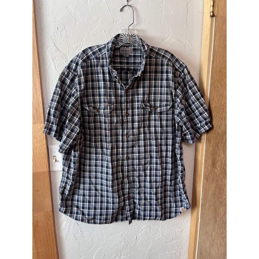 Carhartt‎ Mens 2XL Relaxed Fit Plaid Short Sleeve Button Down Shirt